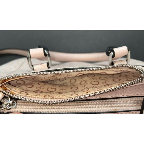 Guess Los Angeles Women’s Crossbody Handbag Tote Purse Monogram Light Pink - Picture 4 of 10